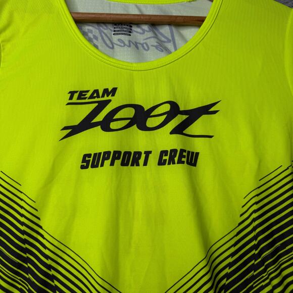 Zooz Running Shirt Men's Medium Neon Yellow Racing Short Sleeve - Picture 9 of 12